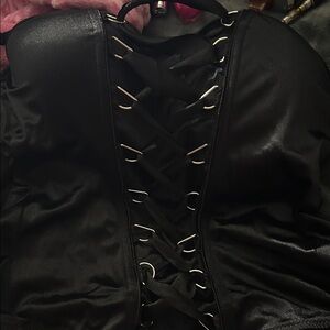 Black Lace-Up Corset Top
